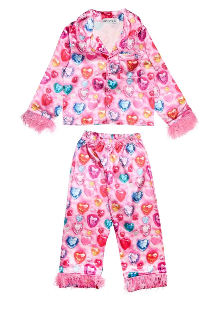 Mini Dreamers Jewels Feather Trim Silky Set