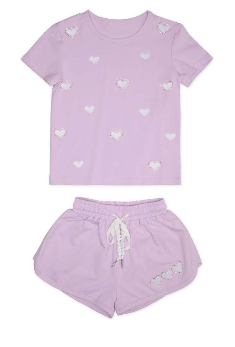 Mini Dreamers Crystal Hearts Short Sleeve & Shorts Set