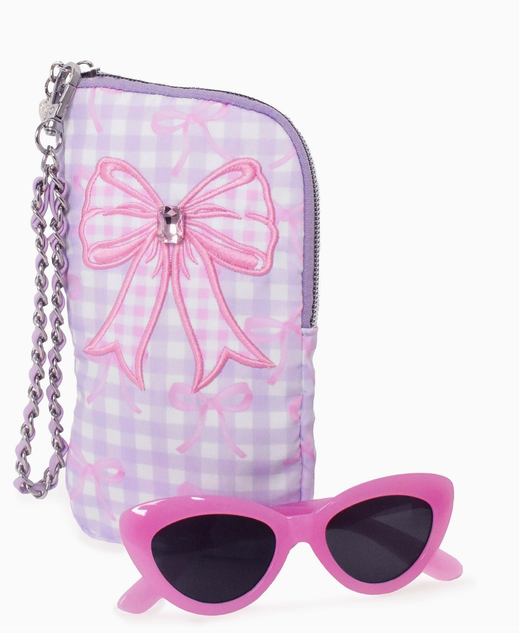 OMG Bow Wristlet Case and Sunglasses Pink