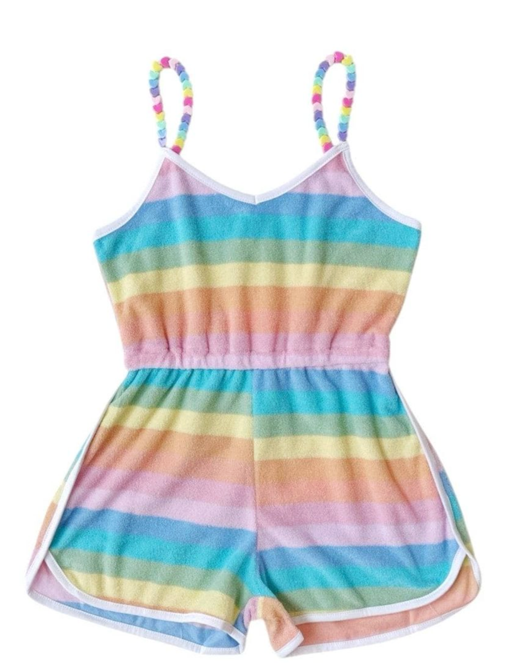 Lola & the Boys Pastel Ombre Beaded Hearts Romper