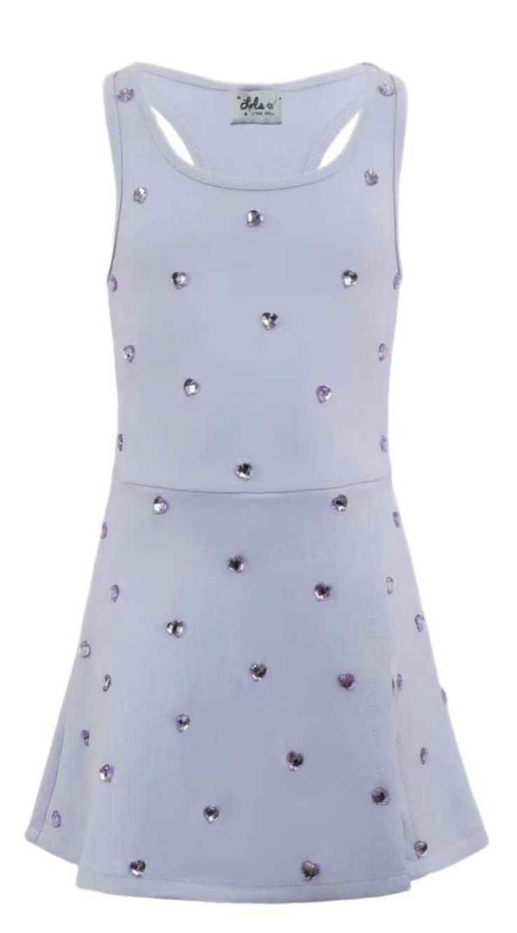 Lola & the Boys Lavender Heart Scuba Tennis Dress