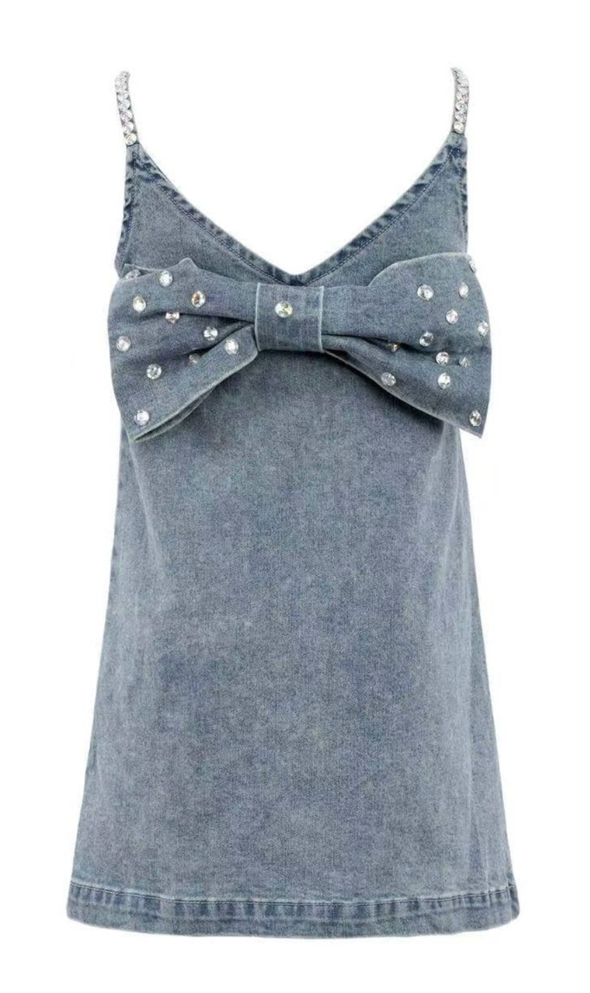 Lola & the Boys Gems Bow Denim Dress