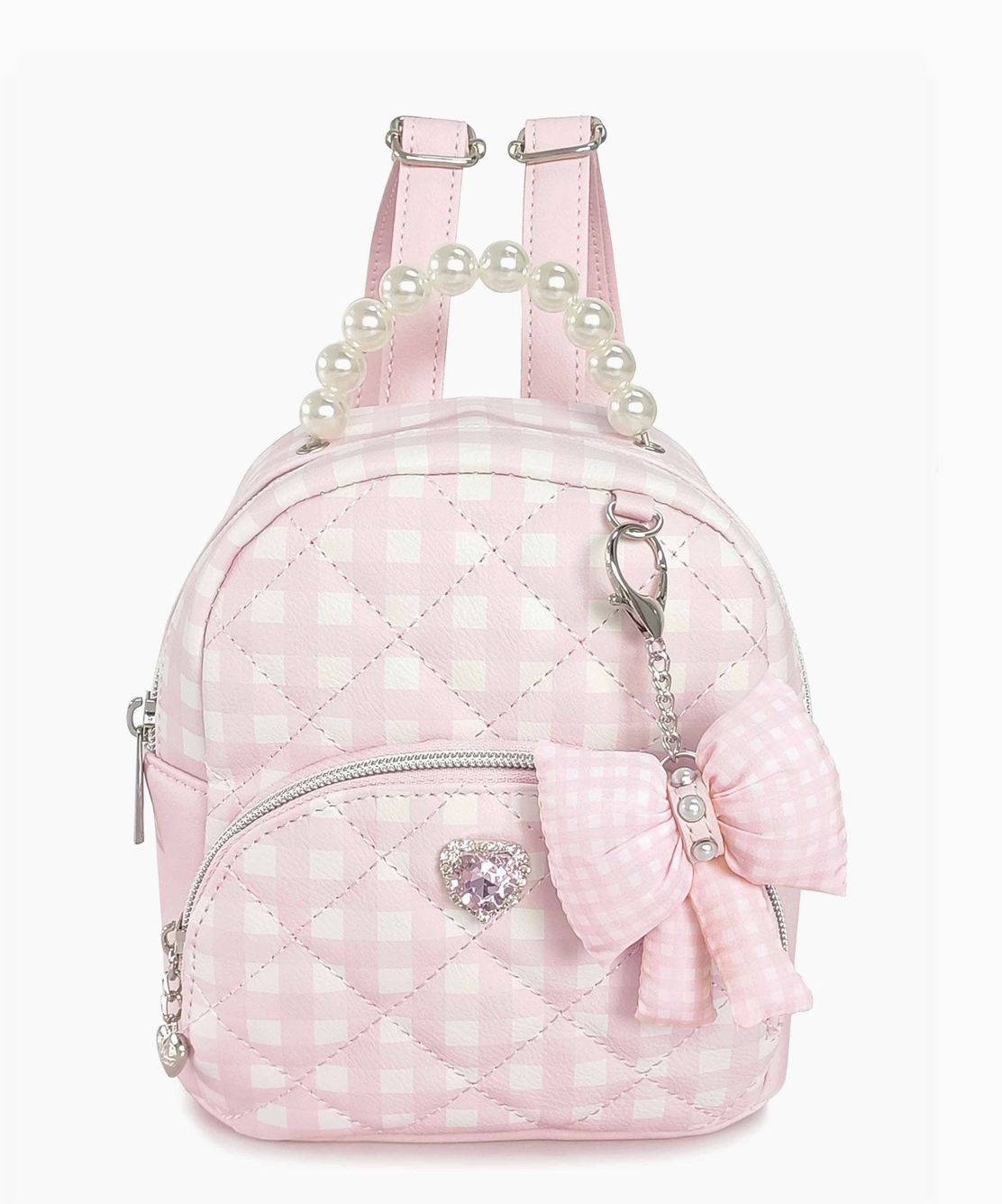 OMG Quilted Gingham Mini Backpack w/ Charm