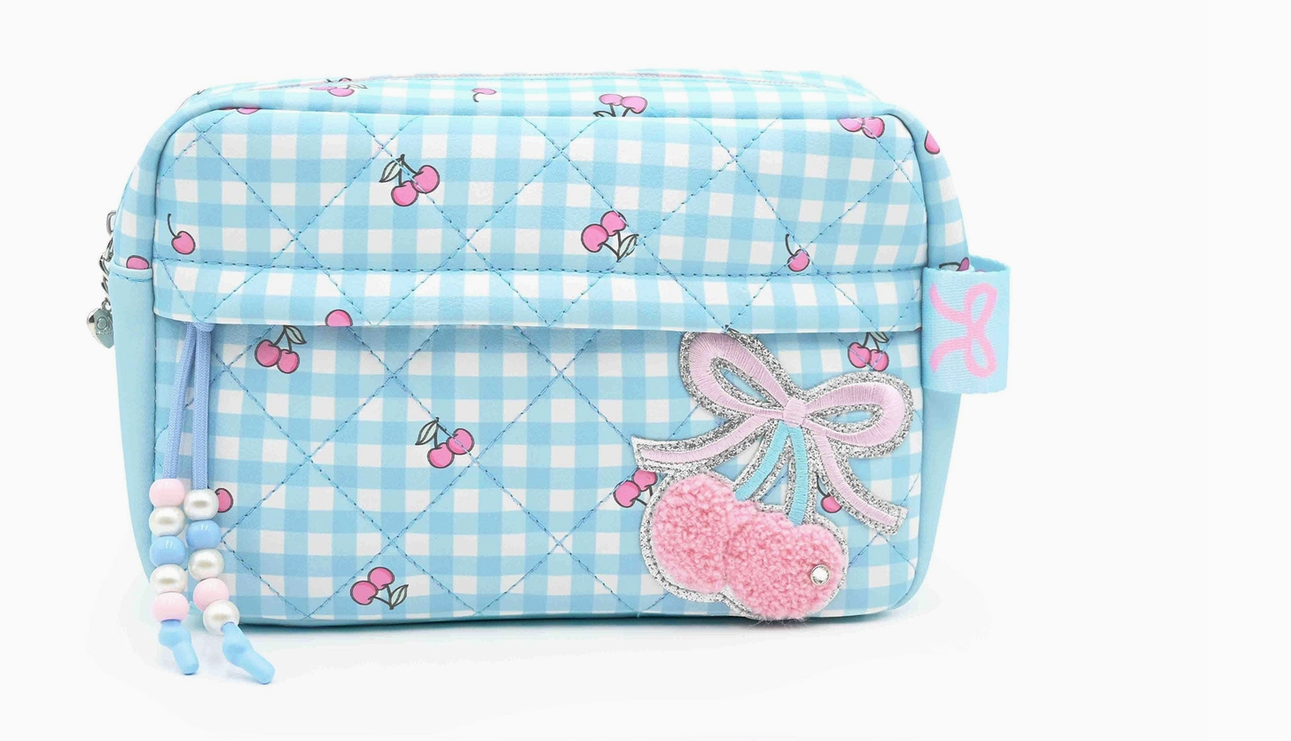OMG Quilted Cherry & Gingham Printed Pouch