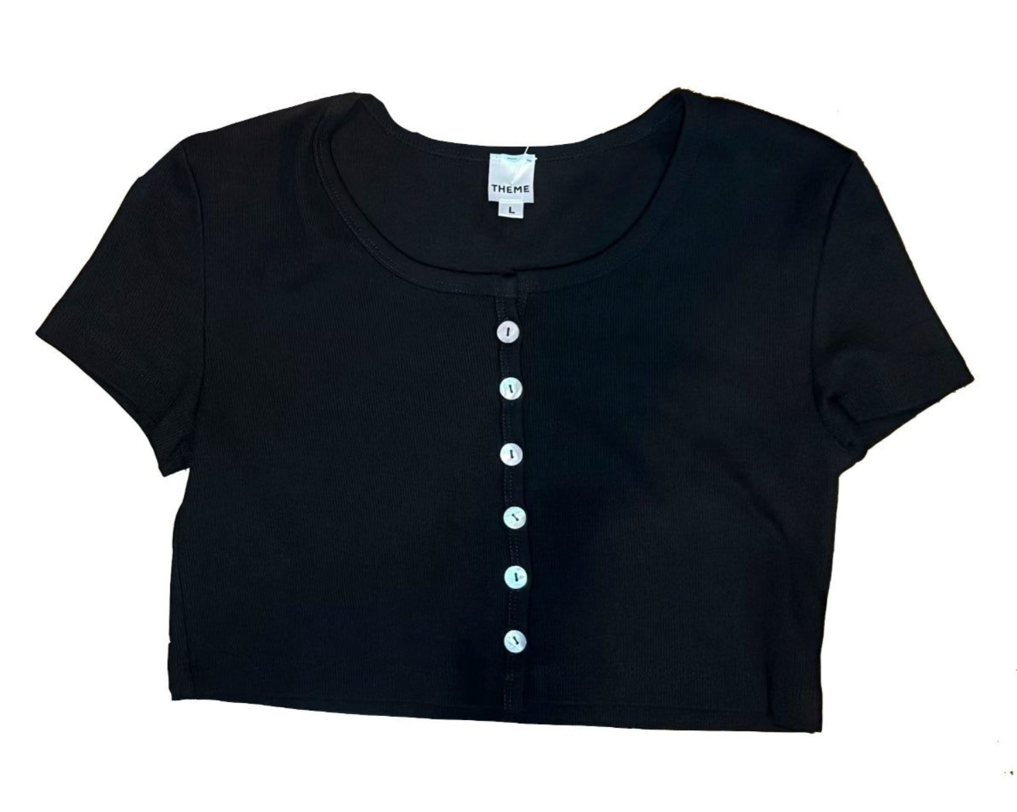 Theme Michaela Black Ribbed Top