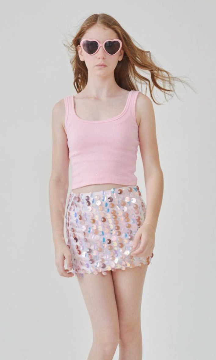 Theme Light Pink Heart Cut Out Tank