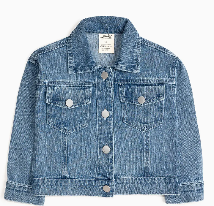 Sweet Wink Pearl & Gemstone Floral Bow Denim Jacket