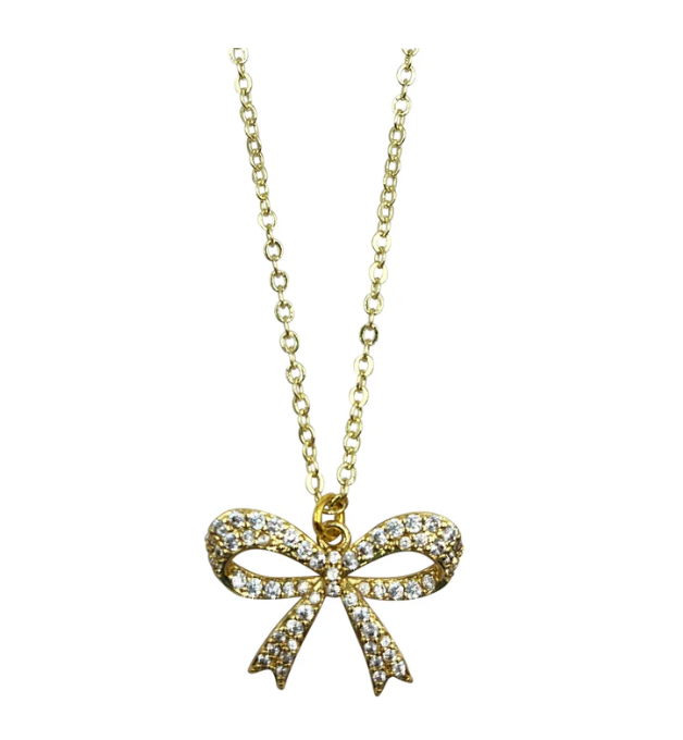 Bottleblond Pave Bow Necklace