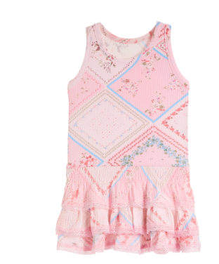 FBZ Lace Trim Ribbed Tank Dress