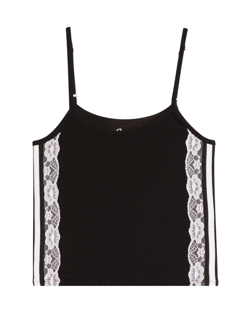 FBZ Black Ribbed Lace Tank