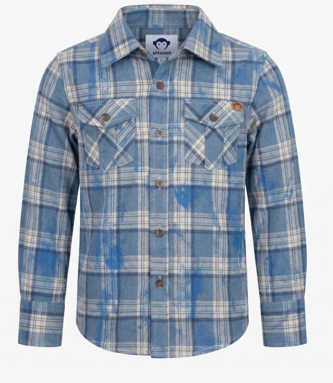 Appaman Blue Dyed Plaid Flannel Shirt