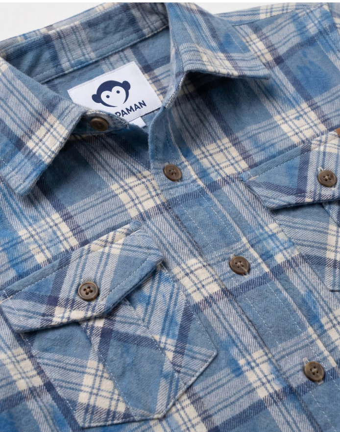 Appaman Blue Dyed Plaid Flannel Shirt