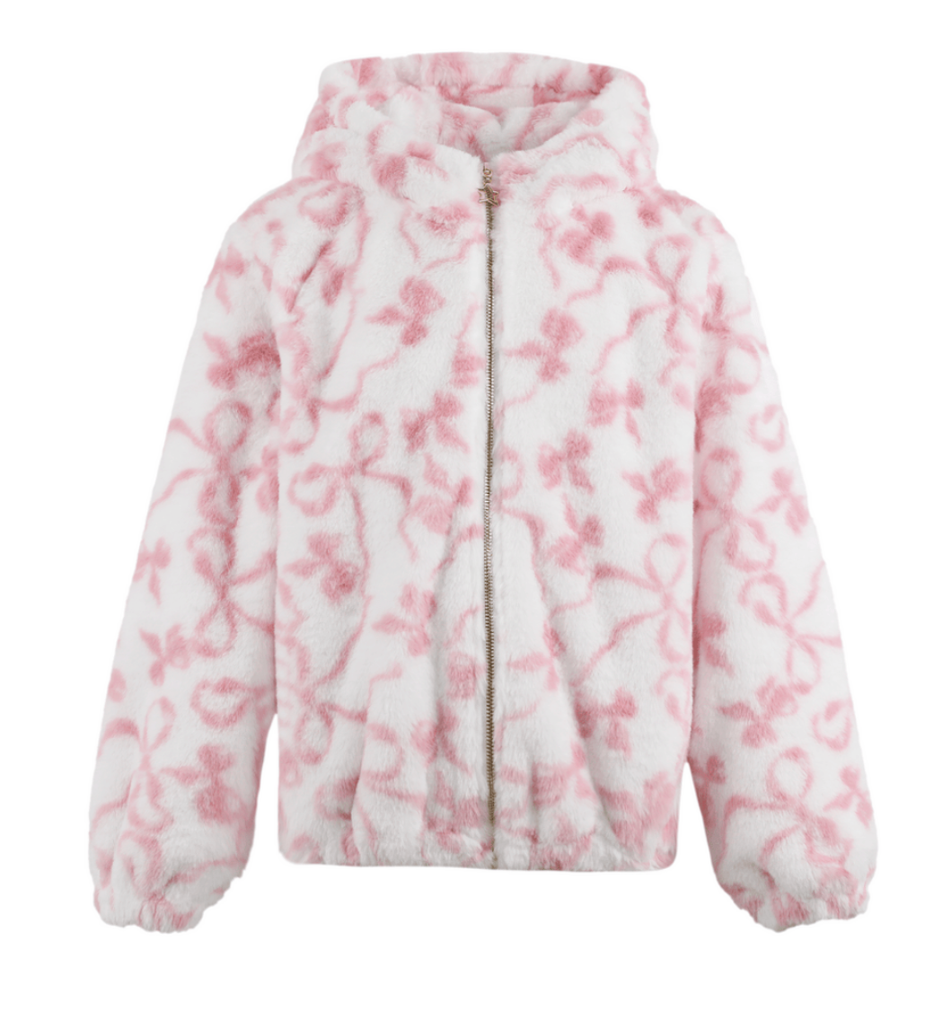 Lola & the Boys Pretty Bows Fuzzy Jacket