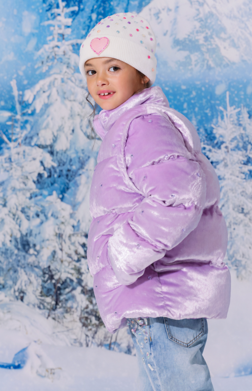 Lola & the Boys Lavender Gem Convertible Puffer