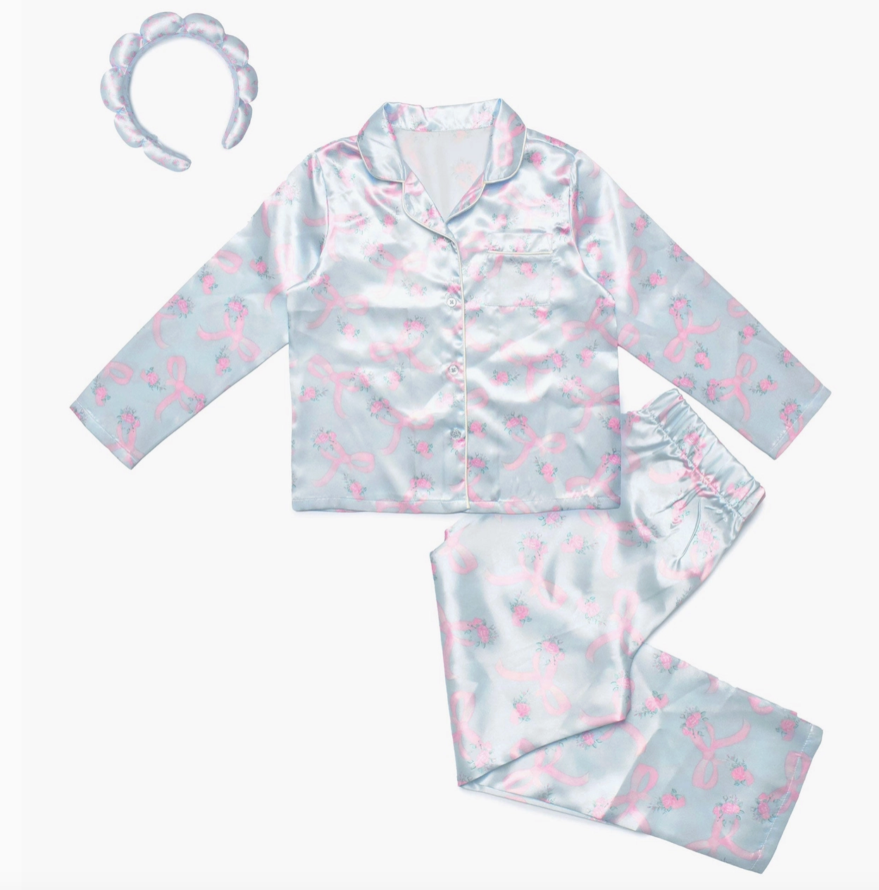 OMG Satin Pajama Set w/ Headband