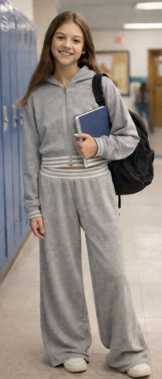 Tweenstyle Stripe Banded Zip Hoodie/Pant Set