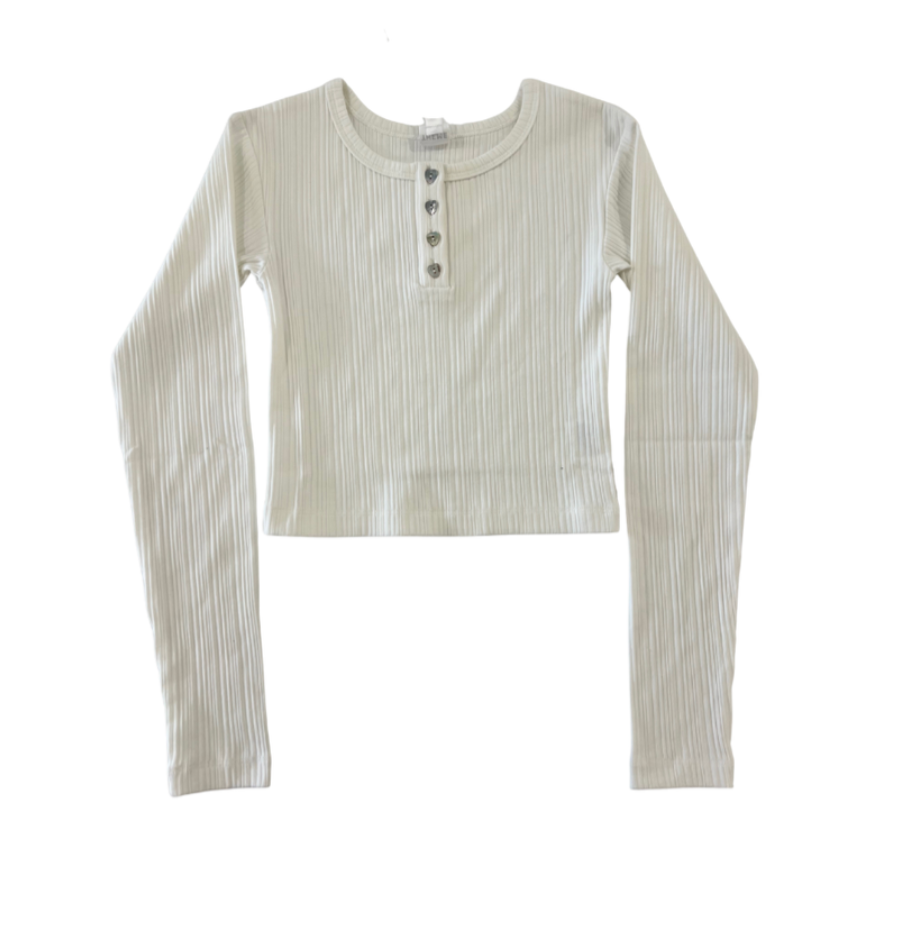 Theme White Lightweight Ribbed Henley