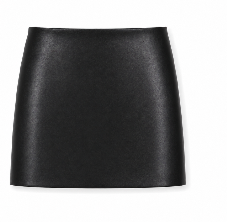 Theme Black Vegan Leather Mini Skirt
