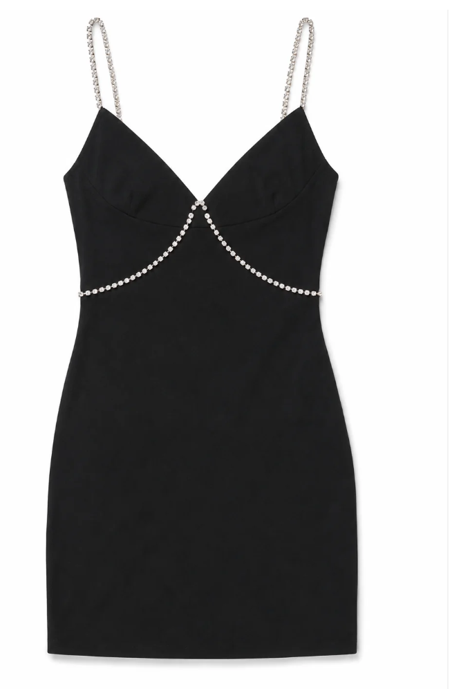 Theme Black Rhinestone Trim Dress