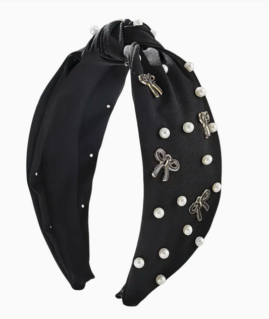 Knot Headband Pearl & Bow