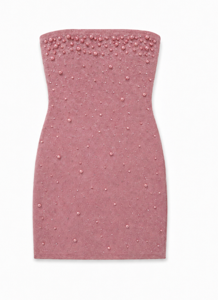 Theme Pearl & Stud Rose Pink Dress