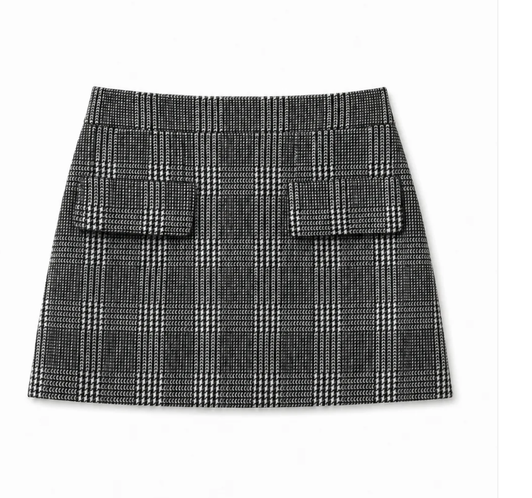 Theme Black White Plaid Mini Skirt