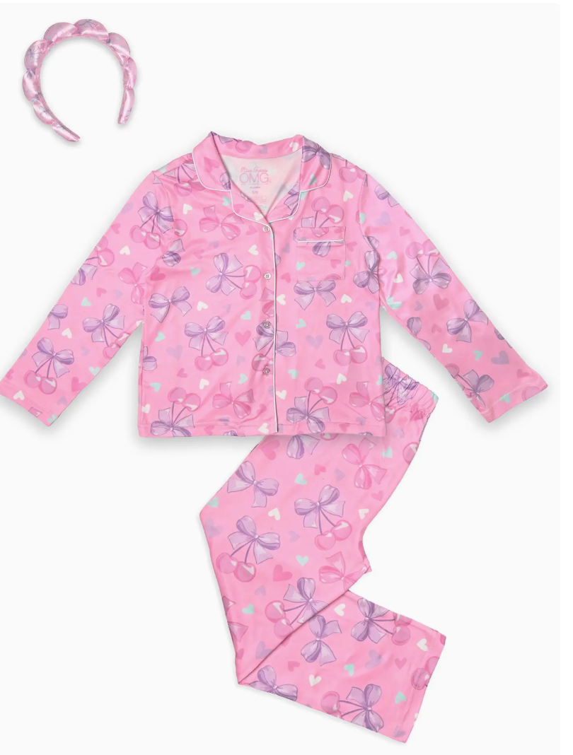 OMG Cherry Bow Pajama Set w/ Headband