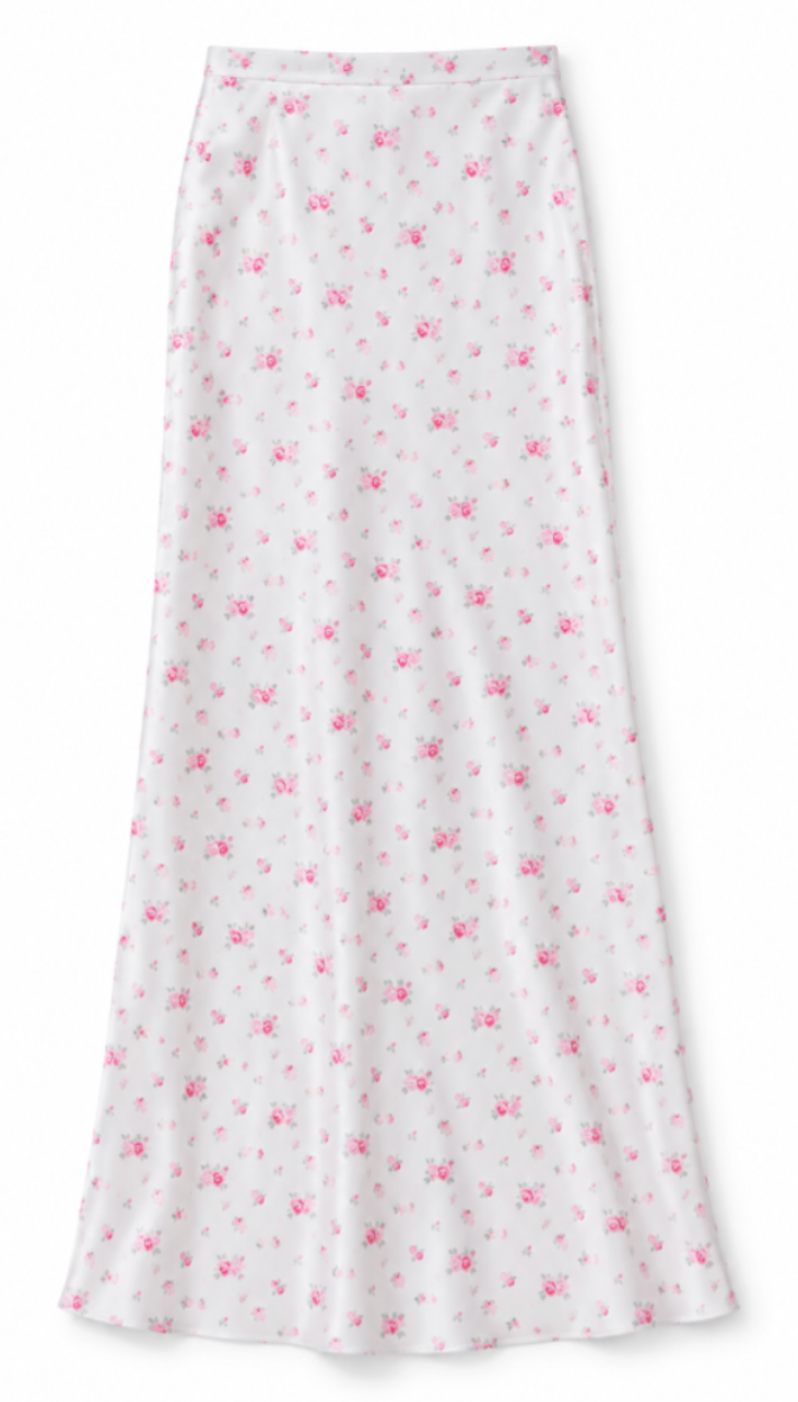 Theme Rose Satin Maxi Skirt