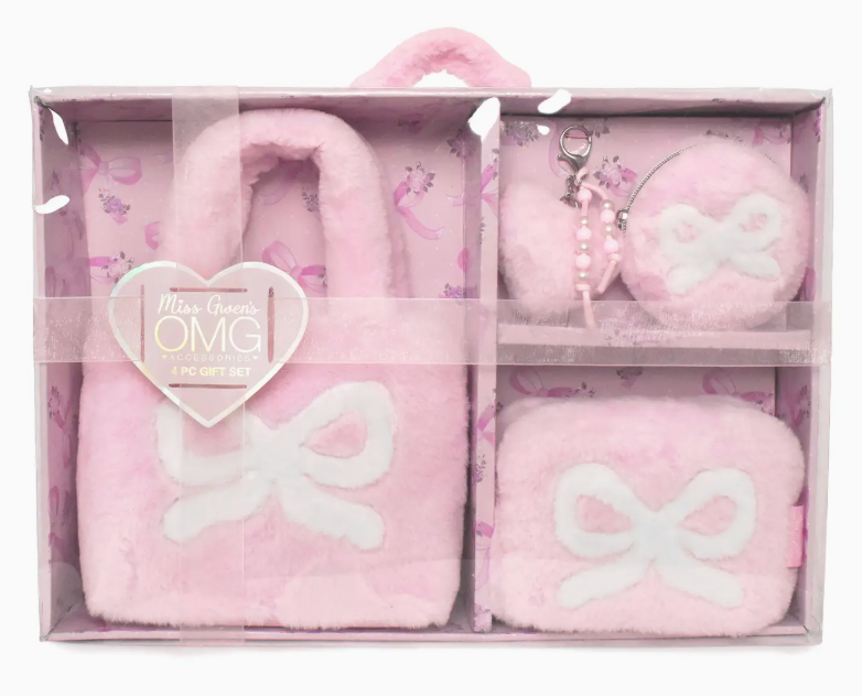 OMG Bow Plush Mini Tote 4pc Boxed Gift Set