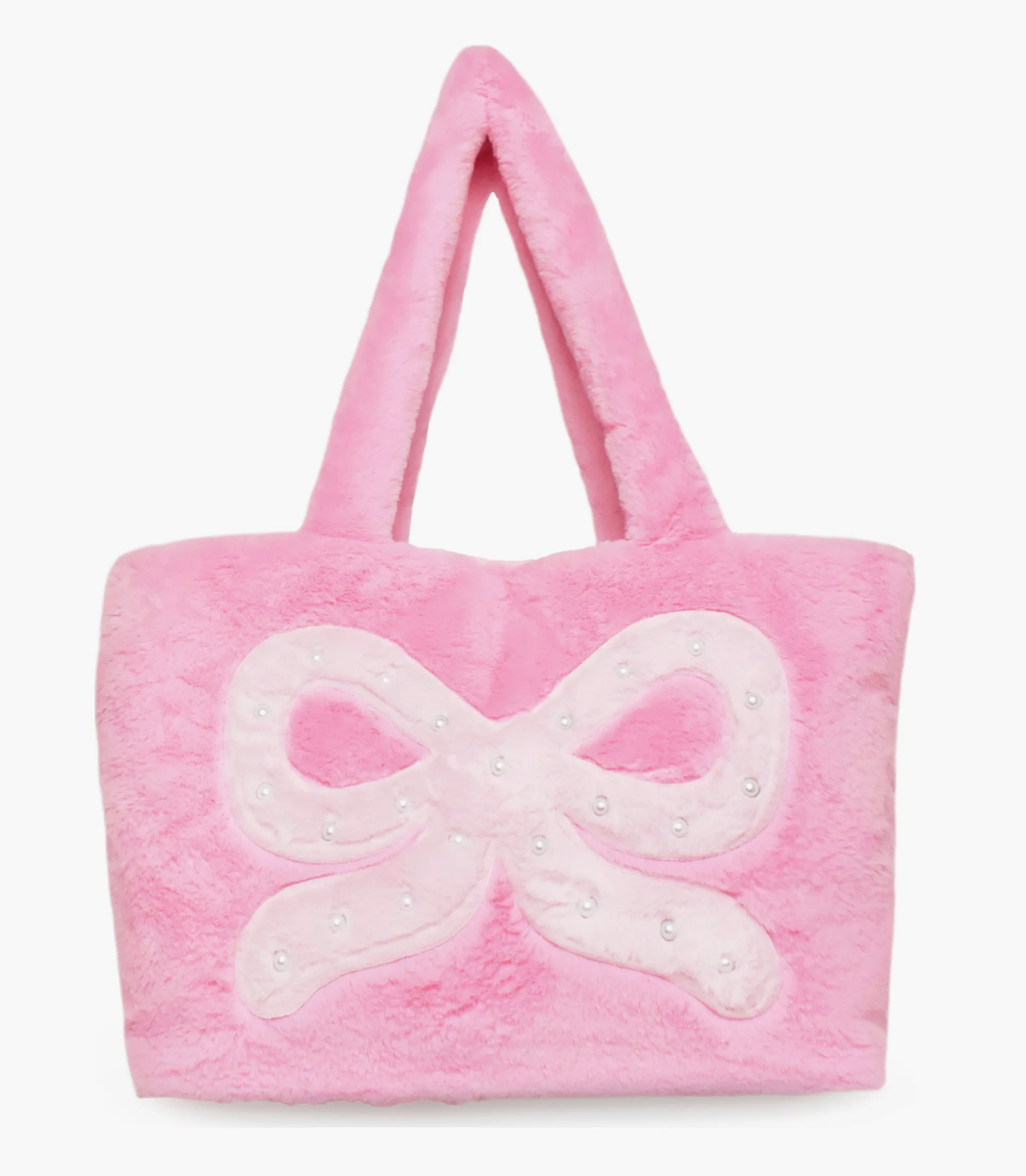 OMG Ribbon Bow Large Plush Tote Bag