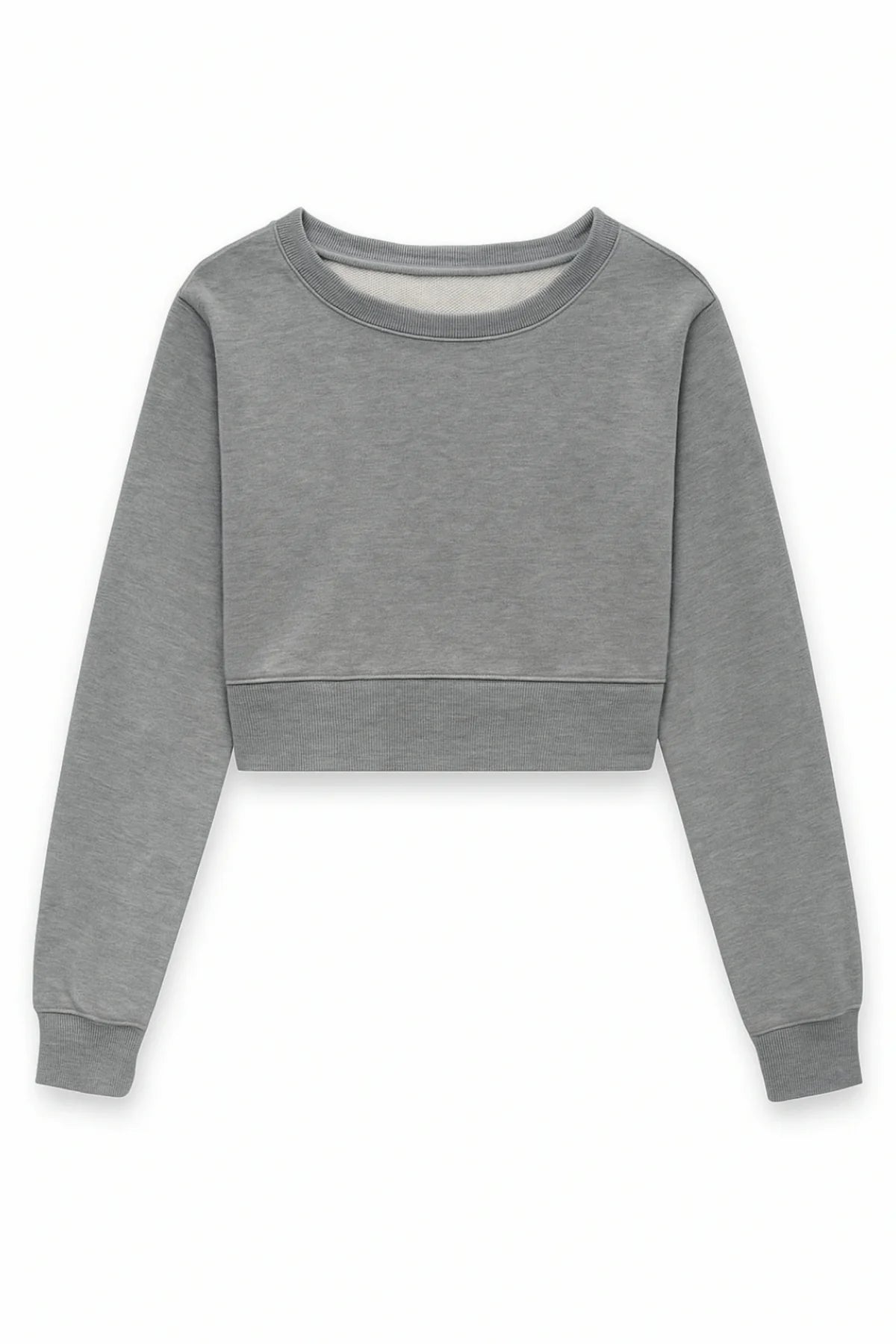 Katie J Tristan Off Shoulder Crop Sweatshirt - Grey