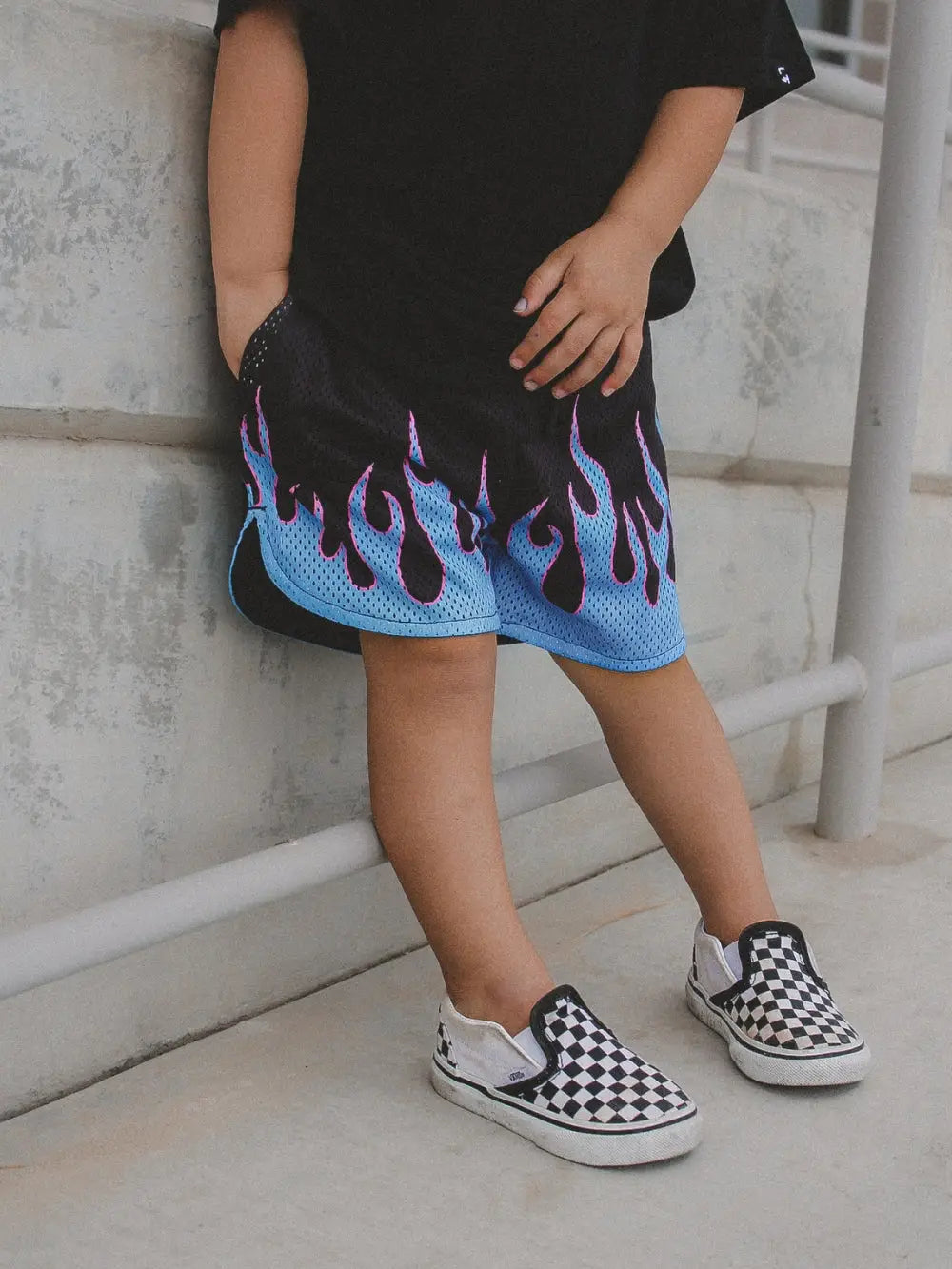 Little Trouble Heater Flame Shorts Blue