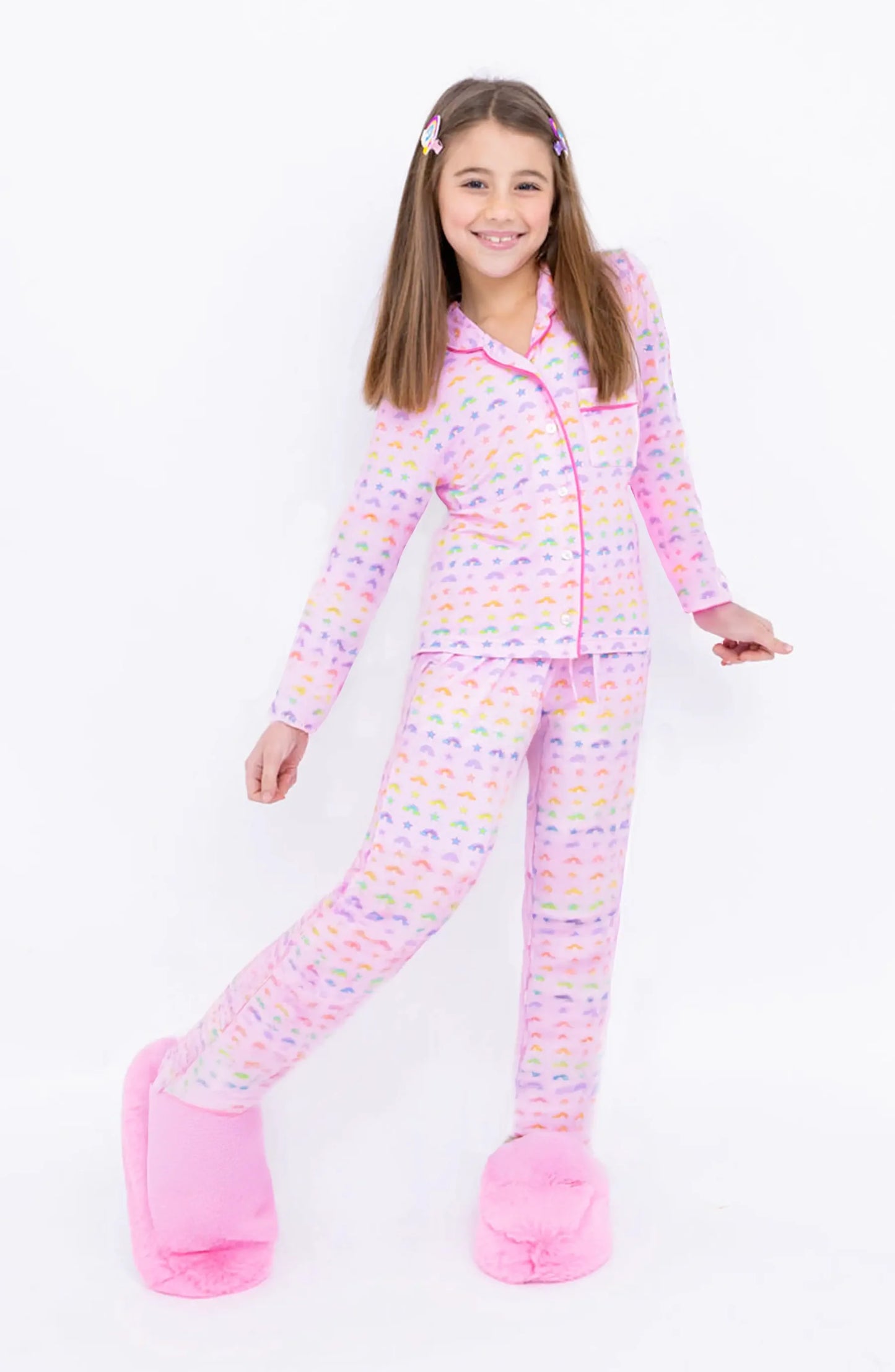 Preppy Goose Rainbows & Stars Long Sleeve Jersey PJ Set