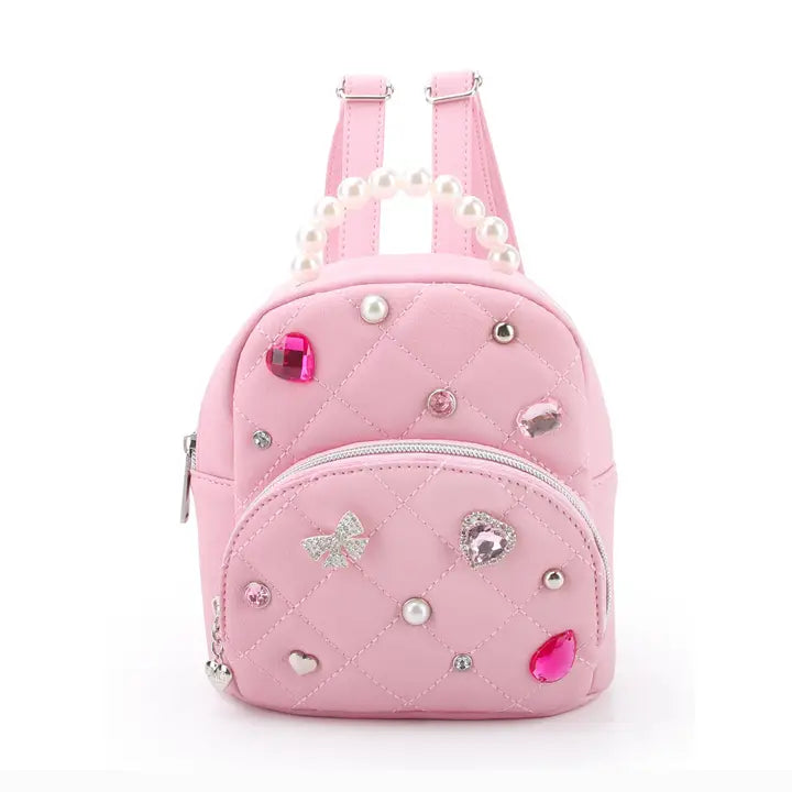 OMG Quilted Rhinestone Micro Mini Backpack