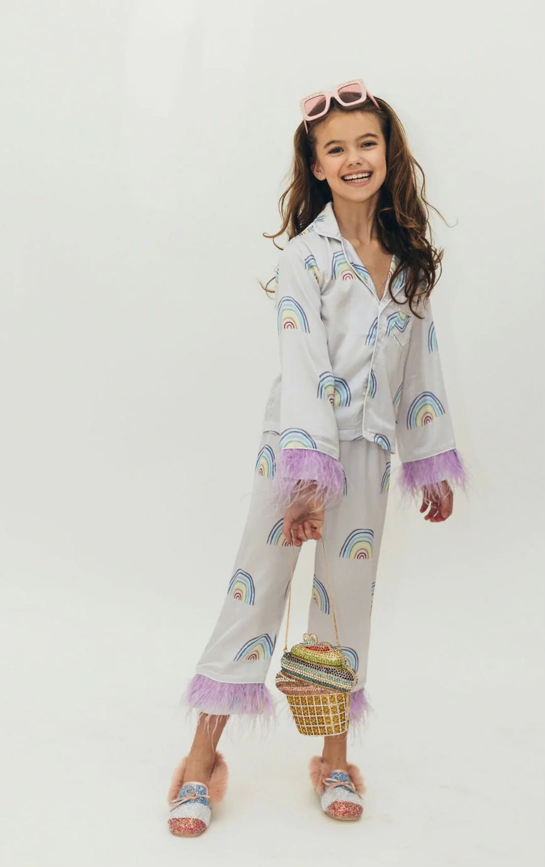 Rainbow Feather Trim Pajamas