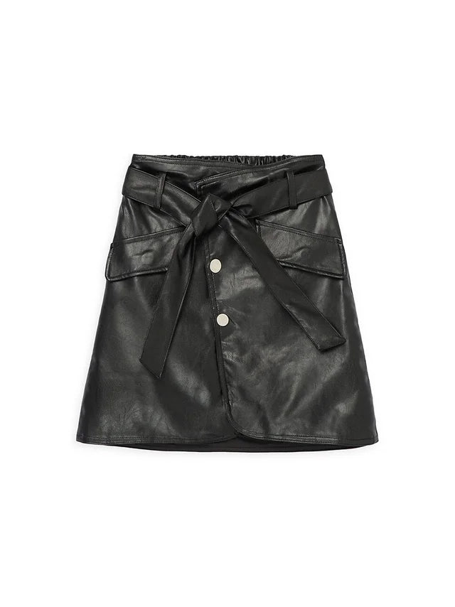 Belted Leather Skirt