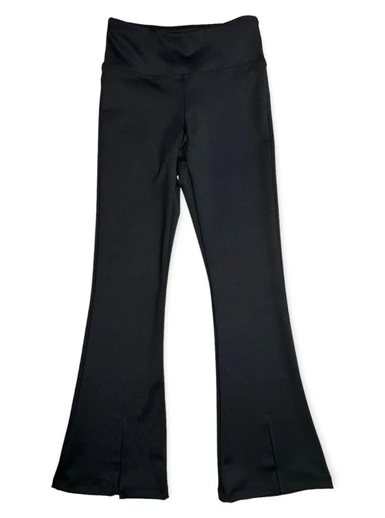 Black Flare Leggings Front Slit