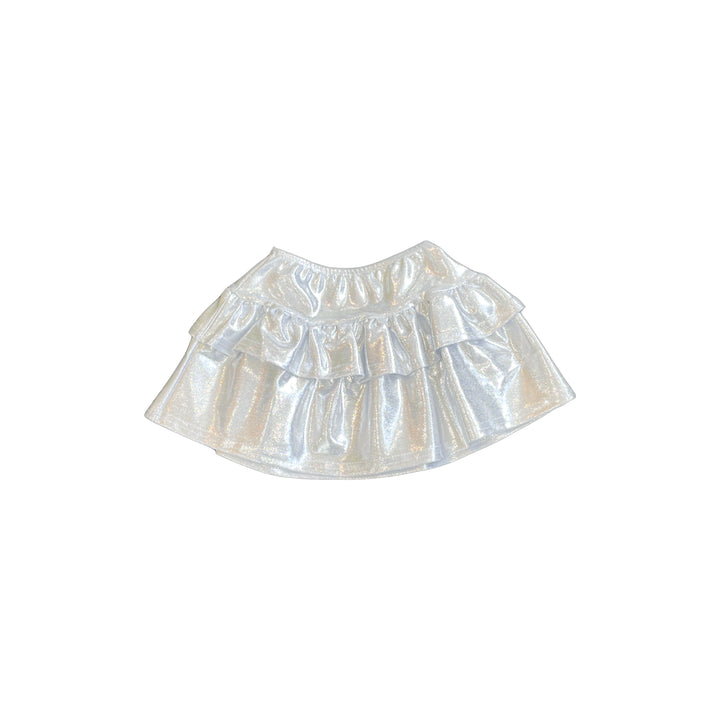 Tiered Ruffle Lame Skirt